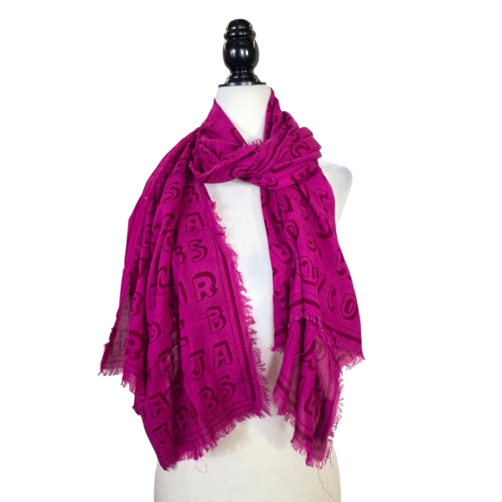 Marc By Marc Jacobs Logo print lightweight raw hem Scarf